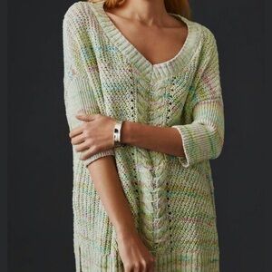 Pilcro Oversized Chunky Cable-Knit Sweater in “Mint” Green Multi Size Small